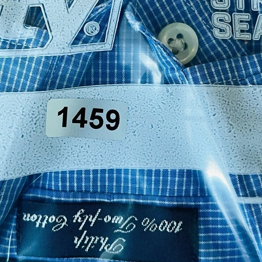 Polo Ralph Lauren Philip Two-Ply Cotton Men Button Down Shirt 17-35 Blue/White